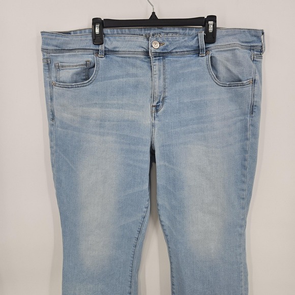 American Eagle Kick Boot Jeans Womens 24 Long Light Wash Bootcut Stretch Denim - Picture 2 of 12